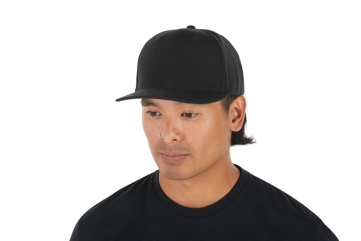 recycled-poly-classic-6-panel-hat-k7 WebPDP-HAT001002_Recycled_Poly_Classic_6Panel_Hat_Black_Studio_Harper_Studios_0723_Side_2__HAT001002OS.jpg
