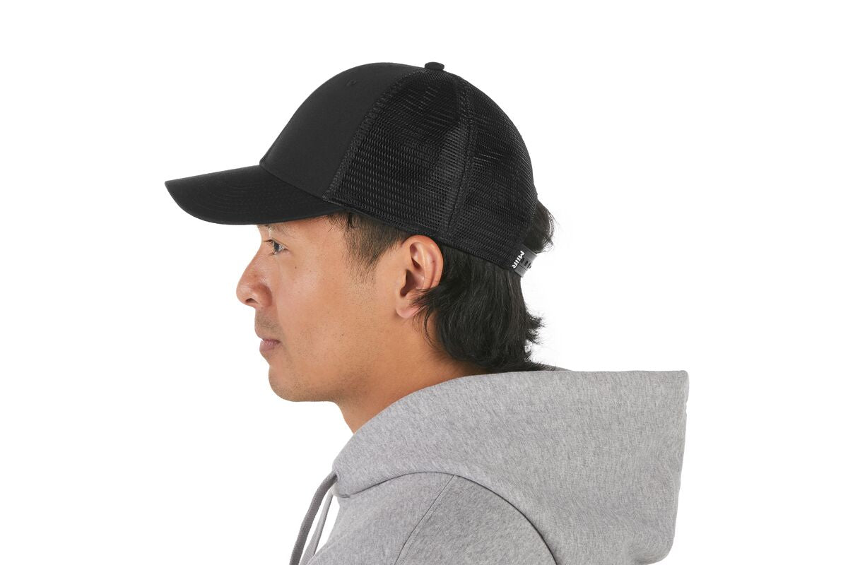 recycled-poly-low-profile-trucker-hat-b9 WebPDP-HAT002002_Recycled_Poly_Low_Profile_Trucker_Hat_Black_Studio_Harper_Studios_0723_Back__HAT002002OS.jpg