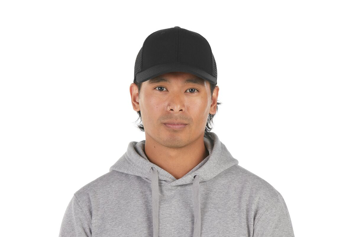 recycled-poly-low-profile-trucker-hat-b9 WebPDP-HAT002002_Recycled_Poly_Low_Profile_Trucker_Hat_Black_Studio_Harper_Studios_0723_Front__HAT002002OS.jpg